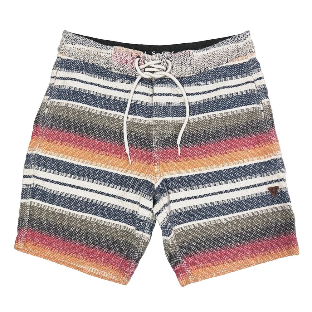 Vissla Men's Baja Knit Striped Board Shorts Pockets Drawstring 7" Inseam Large